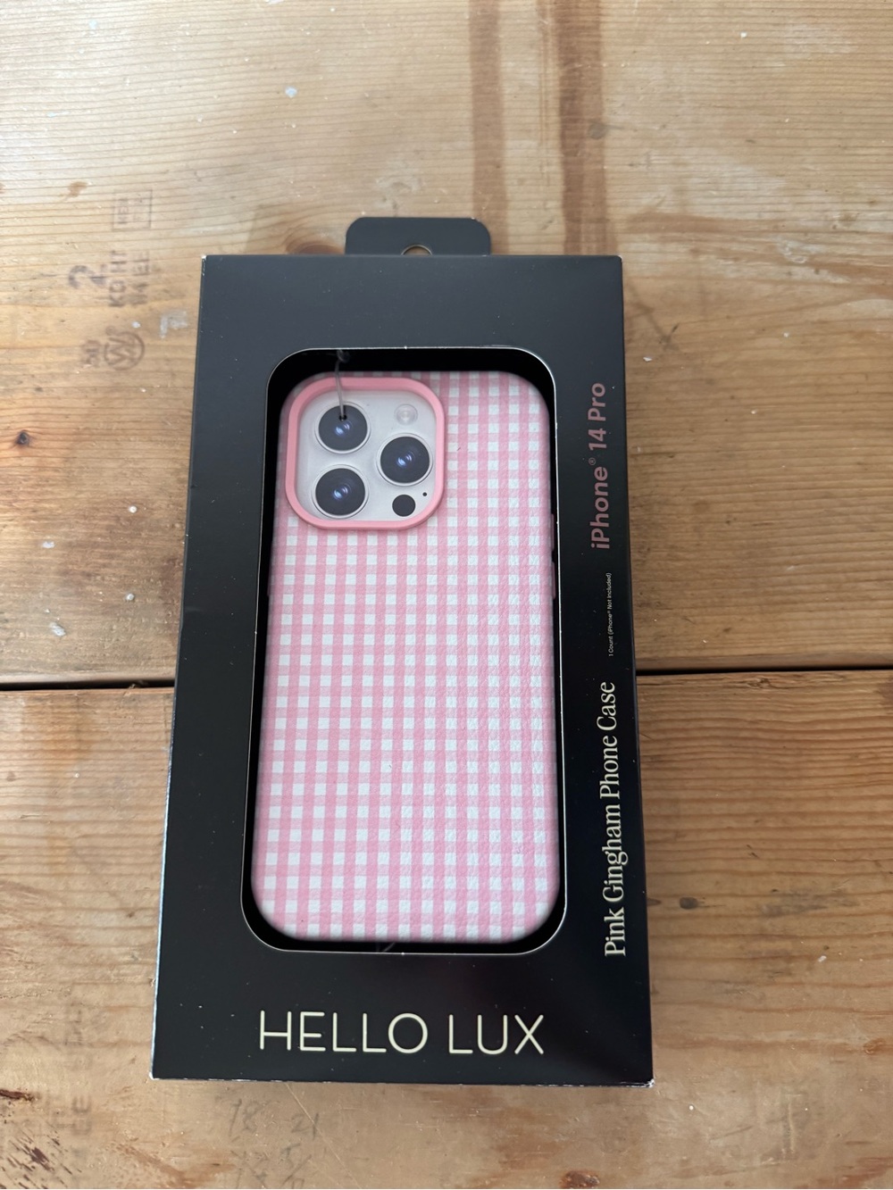 *Pink Gingham Phone Case for iPhone 14 Pro